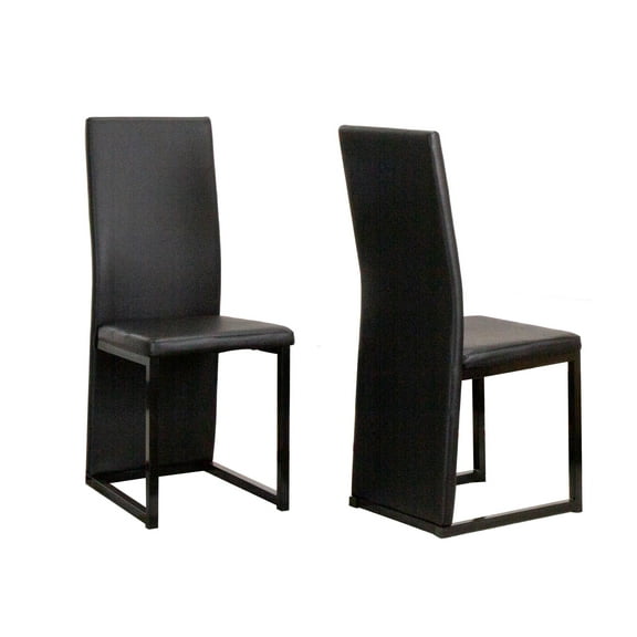 Cosmic Black Faux Leather Full Back Dining Chairs with Metal Legs Set of 6