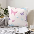 thumbnail image 2 of DouZhe Velvet Decorative Throw Pillow Covers Set of 2, Soft Square Cushion Cover with Invisible Zipper Cute Pastel Pink Butterfly Printing, 20"x20", 2 of 7