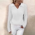 thumbnail image 2 of Suéter de punto para mujer Otoño Invierno Solapa Color sólido Slim V Cuello Tops Ropa Blanco XXL, 2 of 5