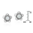 thumbnail image 5 of Sterling Silver Swirl Heart Petal Flower White Mother of Pearl Stud Earrings, 5 of 5