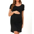 thumbnail image 5 of Bearsland Women's Summer Short Sleeve Maternity Dress Side Ruched Mama Pregnancy Bodycon Dress(S-XXXL), 5 of 6