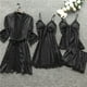 thumbnail image 2 of Ploknplq Pajamas for Women Set,Cotton Pajamas for Women Set,Lounge Sets for Women,Sleepwear Lace Robe Dress Set Pajamas Nightdress Silk,Silk Pajamas for Women,Cute Pajama Sets for Women Black L, 2 of 5