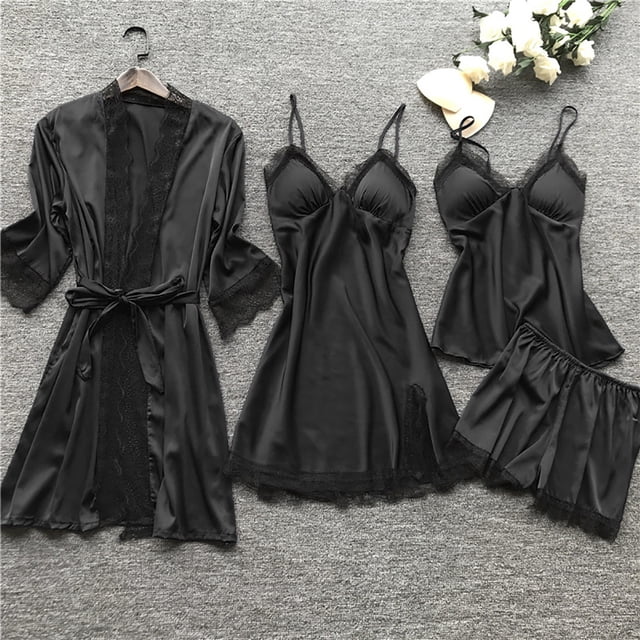 LSLJS Lingerie Femmes Soie Dentelle Robe Robe de Nuit Chemise de Nuit Pyjama Ensemble, Robes Cadeaux pour les Femmes