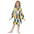 thumbnail image 6 of FORMRS Niños Bathrobe Unisex Hooded Robe Soft Plush Pajamas Sleepwear, Size 10-12T, Yellow Checkered Pattern, 6 of 7