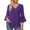 Purple, variant on Women Basic Tee Pleated 3/4 Sleeve Glitter Corset Top Sequined V Neck Shirt Elegant And Fashionable Top,Black