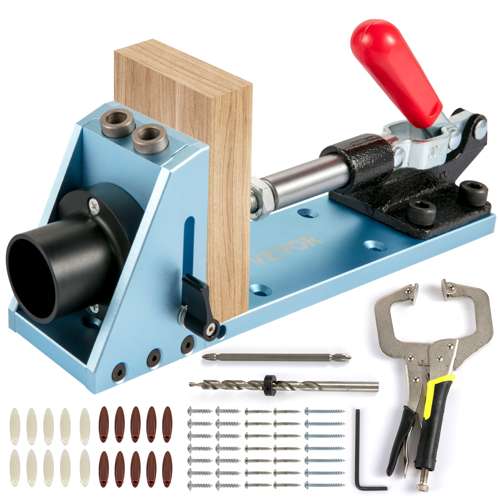 2in1 Woodworking Locator Carpentry Wood Doweling Drill Handheld Pocket Hole Jig 