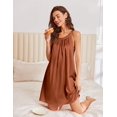 thumbnail image 3 of Ekouaer Silky Satin Nightgown for Women Sleeveless Sleepwear Tank Night Shirts Pleated Sleepshirt Casual Dress, 3 of 6