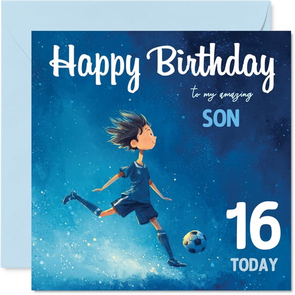 Tarjeta de cumpleaños Stuff4 para cumpleaños número 16 para niño, futbolista