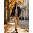 thumbnail image 5 of NAYTOAO Women's Quilted Bomber Jacket Full Zip Baseball Collar Casual Lightweight Coat Back To School Outfits, 5 of 8