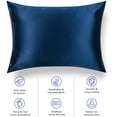 thumbnail image 2 of TAFTS Silk Pillowcase 22 Momme 100% Pure Mulberry Silk Pillowcase & Sleep Mask for Hair and Skin, Grade 6A Long Fiber Natural Silk Pillow Case, Concealed Zipper, Queen, Navy Blue, 2 of 3