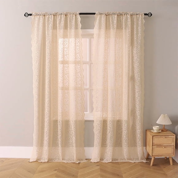 Xiao Hua Cortinas para dormitorio - Beige, 241*130 cm, 2 paneles, cortinas opacas ligeras, cortinas de poliéster con bolsillo para barra, cortina opaca.