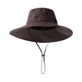 thumbnail image 1 of Sombrero tipo pescador con ala extragrande y ajuste regulable, resistente al viento, con hebilla, plegable, ideal para viajes y actividades al aire libre, con protección UV., 1 of 8