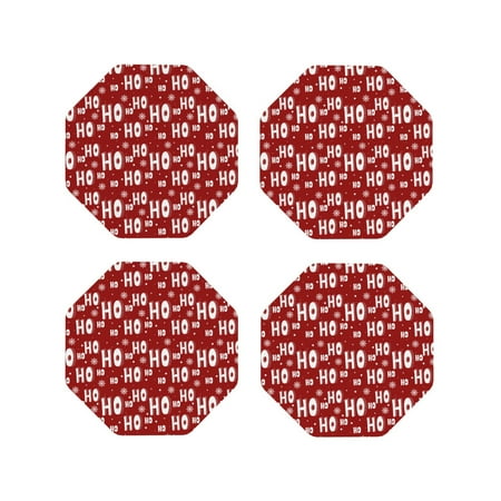 

KLL Drink Coasters Set Octagon of 4 PU Leather Absorbent Coasters Set Decorative Coffee Cup Coasters Housewarming Gift for Home Decor-Ho-Ho-Ho