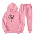 thumbnail image 2 of Tumotour Hoodies Sets For Women Printed Crew Neck Long Sleeves Pockets Hoodie Sweatshirts And Drawstring Elastic High Waist Joggers Pants 2024 Trendy Casual Track Loose Hooded Sweatsuit Lounge Sets, 2 of 7