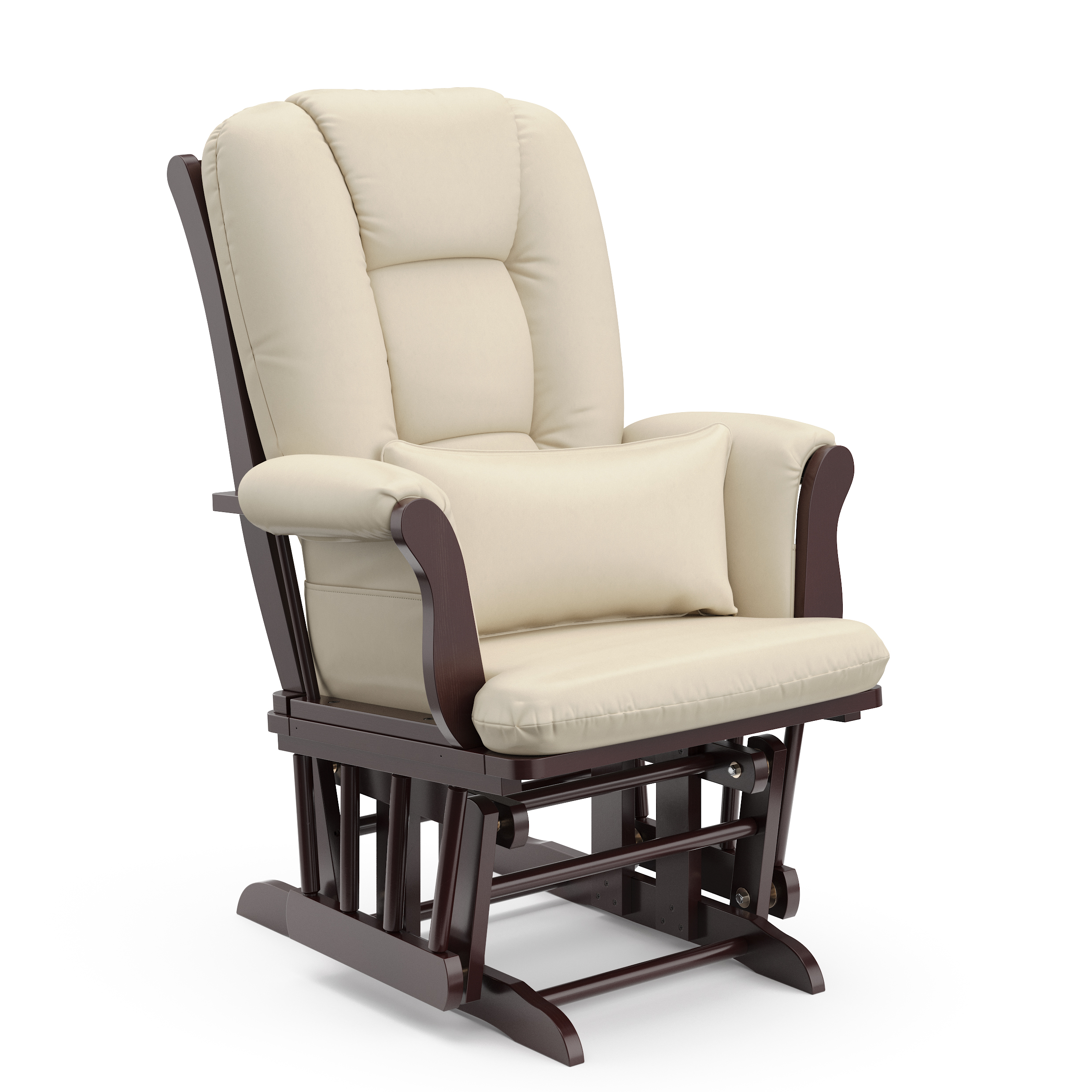 Storkcraft Tuscany Glider and Ottoman with Lower Lumbar Pillow, Espresso Finish with Beige Cushions - image 4 of 7