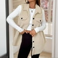 thumbnail image 2 of ZOELNIC Women's Long Fleece Vest Sleeveless Sherpa Jacket with Buttons Winter Warm Outerwear, S, 2 of 7