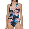 thumbnail image 5 of DKNY Women's One Piece Tummy Control Halter Neckline Swimsuit (Tropical, S), 5 of 5