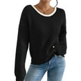 thumbnail image 2 of Comdrip Sweater with Bows, Women's 2025 Fall Crewneck Sweater Long Sleeve Casual Cute Bow Chunky Knit Sweater Tops Cute Sweaters Black XL, 2 of 9