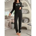 thumbnail image 6 of Womens Long Sleeve Pajama Set Pajamas Top and Pants Round Neck Pjs Set Soft Sleepwear Loungewear, 6 of 7