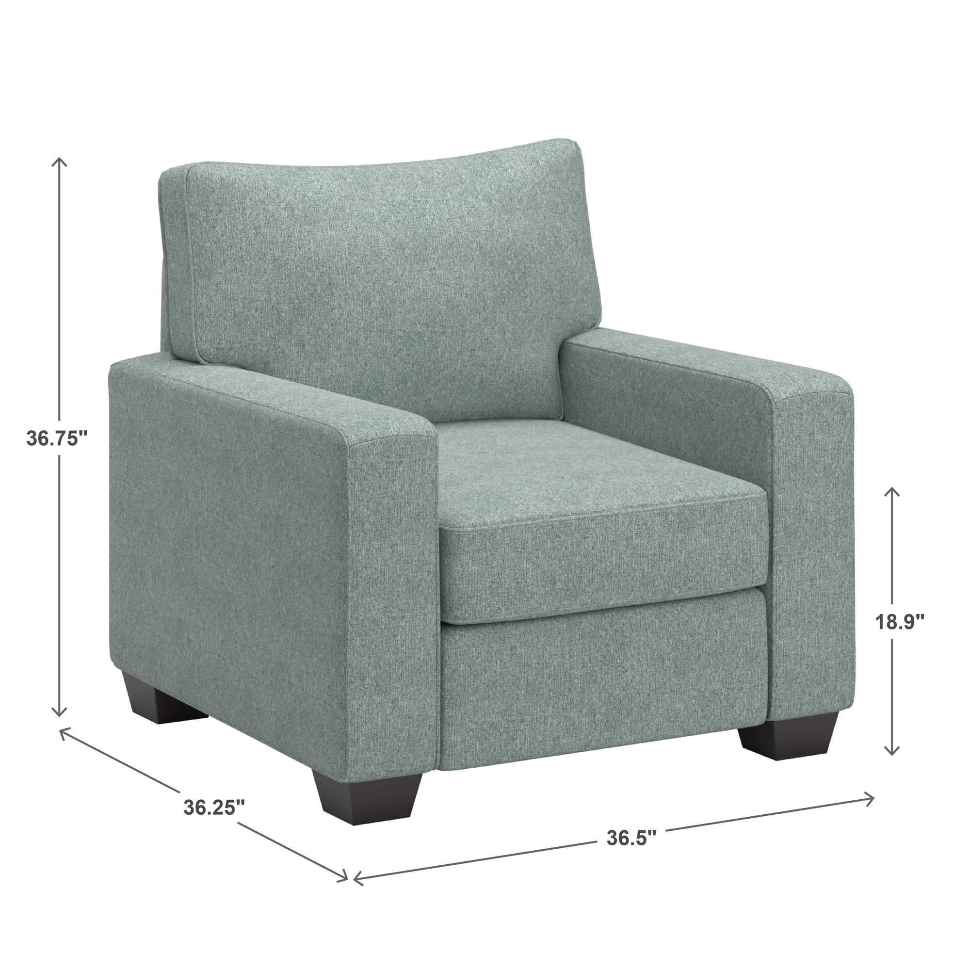 Weston Home Svolvar Modern Fabric Upholstered Square Arm Accent Chair, Sea Mist Green Fabric