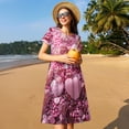 thumbnail image 4 of Easygdp Pink Glitter Heart Candy para Vestido Transpirable de Mujer, Vestido Suelto de Manga Corta con Pliegues y Bolsillos para el Verano, 4 of 6