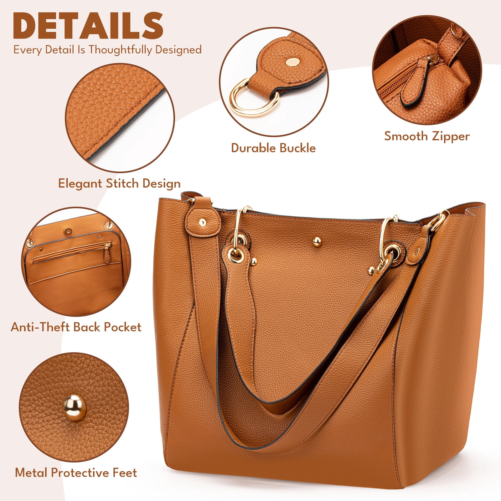 Gmdisc Large Work Tote Bag for Women, Leather Purses Satchel and Casual Handbags Bucket Bags Ladies Travel Crossbody Bags