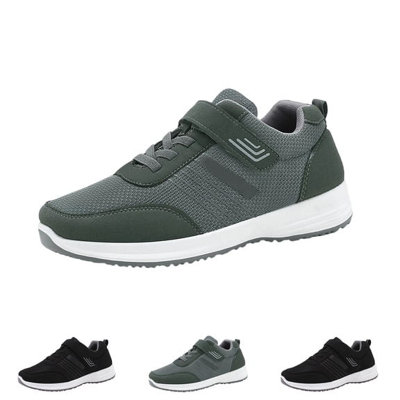Domzle Men's Casual Athletic Shoes Non-Slip Safety Casual Comfortable Sneakers for Elderly Strap Closure Outdoor Workout Sneaker Walking and All-Day Comfort Black