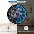 thumbnail image 5 of Voice Activated Clock with Glow Light 12 Inch Large Silent Wall Clock Battery Operated for Home Decor White Flowers with Blue Butterflies, 5 of 8