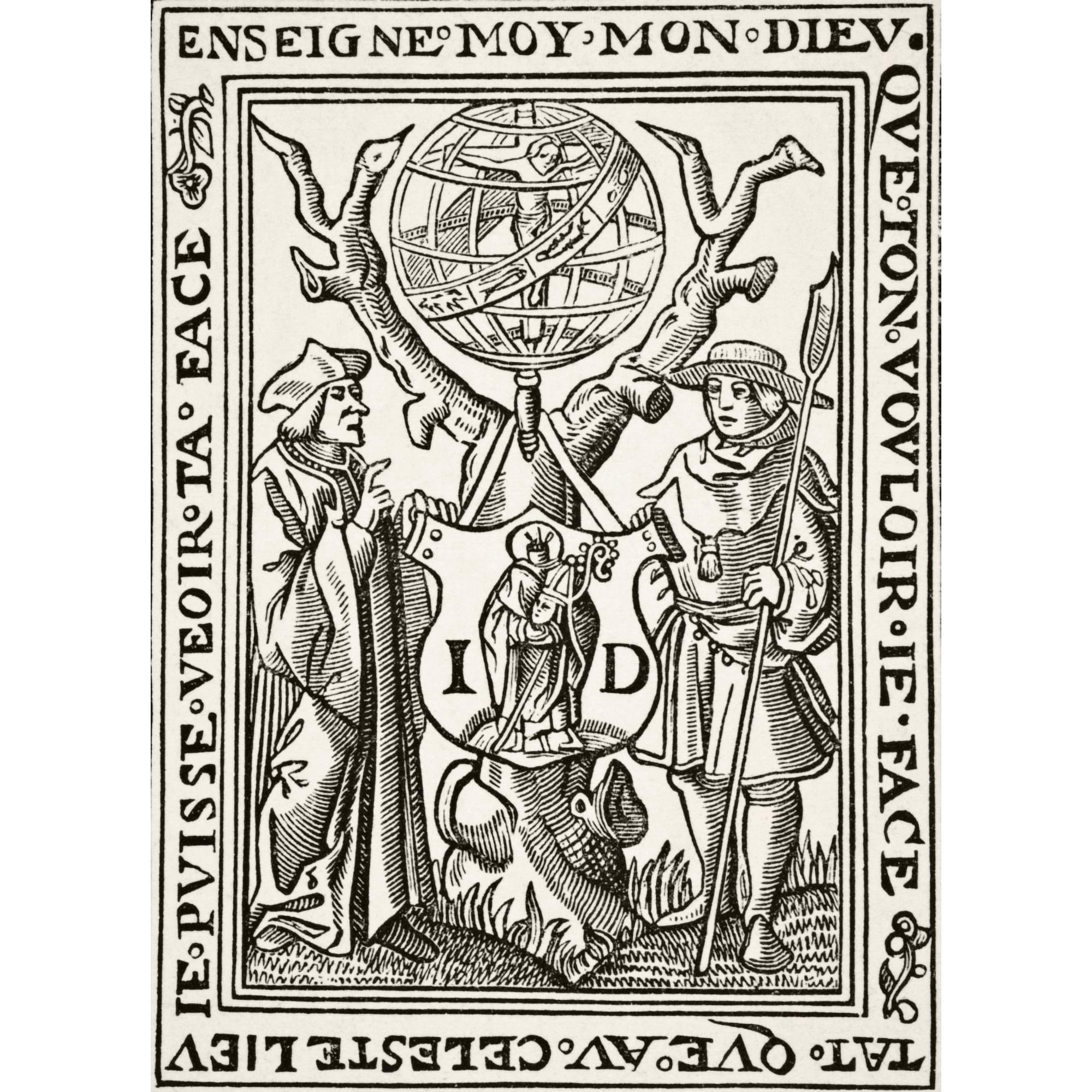 The Marque Of Jehan St Denis Parisien Bookseller From Science And Literature In The Middle Ages By Paul Lacroix Published London 1878 Canvas Art - Ken Welsh Design Pics (12 x 17)