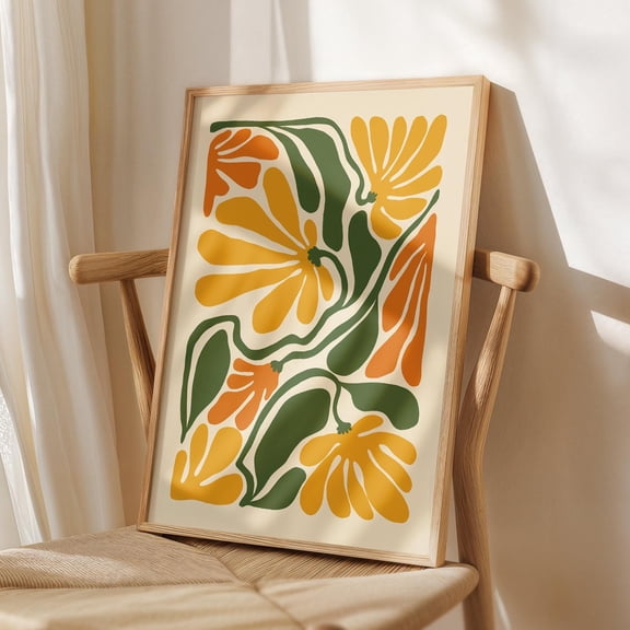 Boho Abstract Flowers Poster Floral Wall Art Vintage Poster Boho Art Flower Market Poster Botanical Poster , Poster Print Only