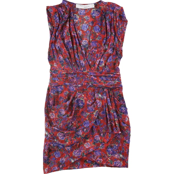 IRO Vestido floral con vuelo para mujer, rojo, M/38 (US 6)