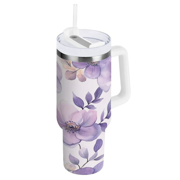 40 oz Stainless Steel Tumbler Vacuum Insulated Leak Proof Stainless Steel Coffee Cup Water Bottles Vibrant Lavender Flowers
