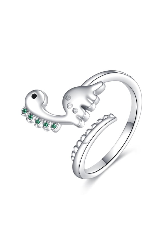 Dinosaur Rings 925 Sterling Silver Adjustable Open Rings Dinosaur Jewelry for Women