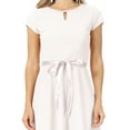 thumbnail image 5 of Women's Casual Solid Short Sleeve Ribbon Belted Flared A Line Swing Dresses, 5 of 6