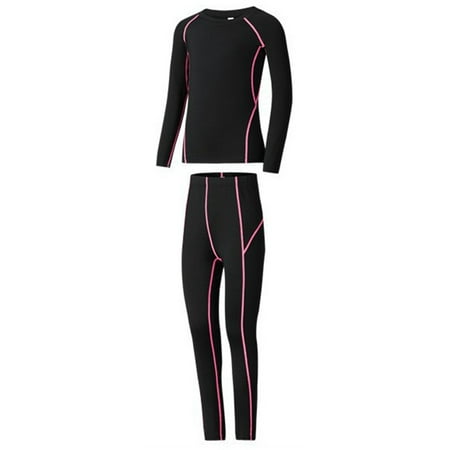 Zecgelong Boys Girls Base Layer Athletic Compression Leggings And Shirts Thermal Underwear Set Running Pants Tights Boys Outfits Size 12-13 Years