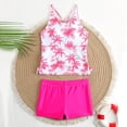 thumbnail image 7 of SGFCWSX Girls 2 Piece Swimsuit, Teens Tankini Print Halter Top and Solid Boy Shorts, Bathing Suit for Beach Pool Pink Size 12-13Years, 7 of 7