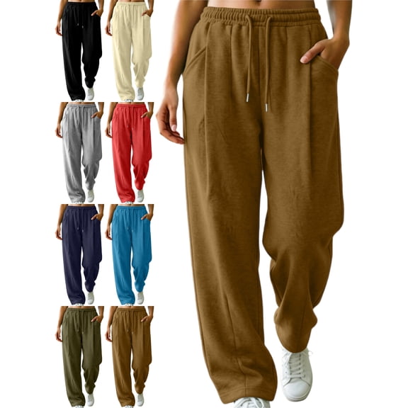 Casual Lounge Pants for Women Elastic Drawstring Waist with Pockets Loose Fit Relaxed Everyday Athletic Workout Home Sweatpants