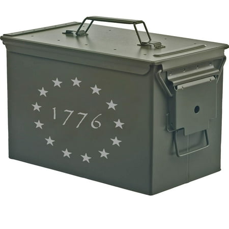 Steel Ammo Can Storage Box Ammunition Case 1776 Betsy Ross American Flag (50cal Green)