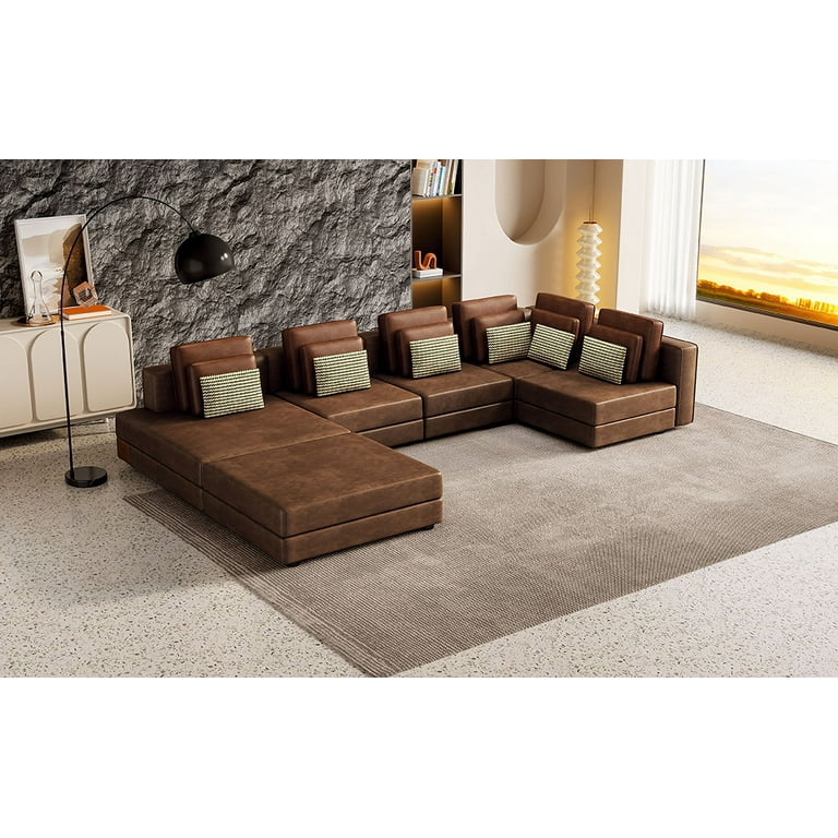 111.6 Modular Sectional Sofa Modern Large Corner Sofa with Movable Ottoman Oversized Sectional Couch for Living Room Apartment Office Bedroom