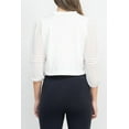thumbnail image 3 of Nina Leonard Crew Neck Closure Knit Bodice 3-4 Chiffon Sleeve Solid Jacket-BLACK / S, 3 of 16