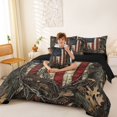 thumbnail image 4 of Manfei Classic Us Flag 7pcs Queen Bedding,Vintage Autumn Leaves Bedding Comforter Set Queen,Brown Navy,Black Reversible, 4 of 7