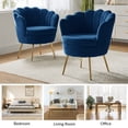 thumbnail image 5 of Seashell Upholstery Barrel Chairs Set of 2 Velvet Lounge Armchairs Gold Legs Home Living Room Bedroom, 5 of 8