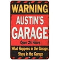 thumbnail image 1 of AUSTIN'S Garage Warning Man Cave Wall Decor 8x12 Metal Sign 108120030304, 1 of 1