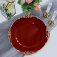 thumbnail image 4 of 13" Charger Plates -Set of 24 - Acrylic Burgundy Round Baroque Disposable Chargers Leaf Embossed Rim, Ideal for Dinner Party Wedding Bulk Events, 4 of 7