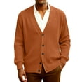thumbnail image 2 of QHRMKOG Cardigan Men Loose Fit Long Sleeve V Neck Cardigan Sweater Casual Solid Color Button Up Cardigan Autumn Warm Knited Sweaters Orange M, 2 of 7