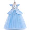 thumbnail image 1 of Vestido largo de princesa Cenicienta con lentejuelas para niña, traje elegante con lazo para fiesta de cumpleaños de Elsa, Halloween Fivean unisex, 1 of 2