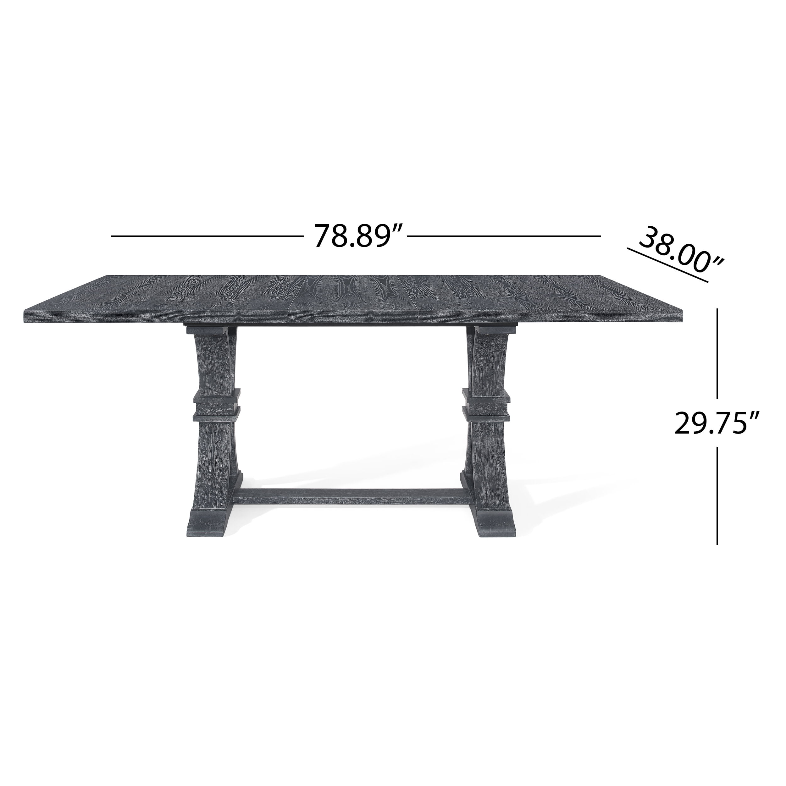 Noble House Beckstrom Wood and Cane 7-Piece Expandable Dining Set, Black and Gray