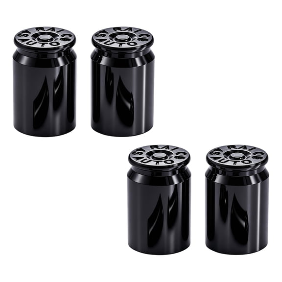 4PCS Bullet Shell Tire Valve Stem Caps, Aluminum Alloy Car Air Stem Cap, Universal Dustproof Tire Valve Stem Covers for Cars, SUV, Trucks, Bikes, Motorcycles, Bicycles (Black)