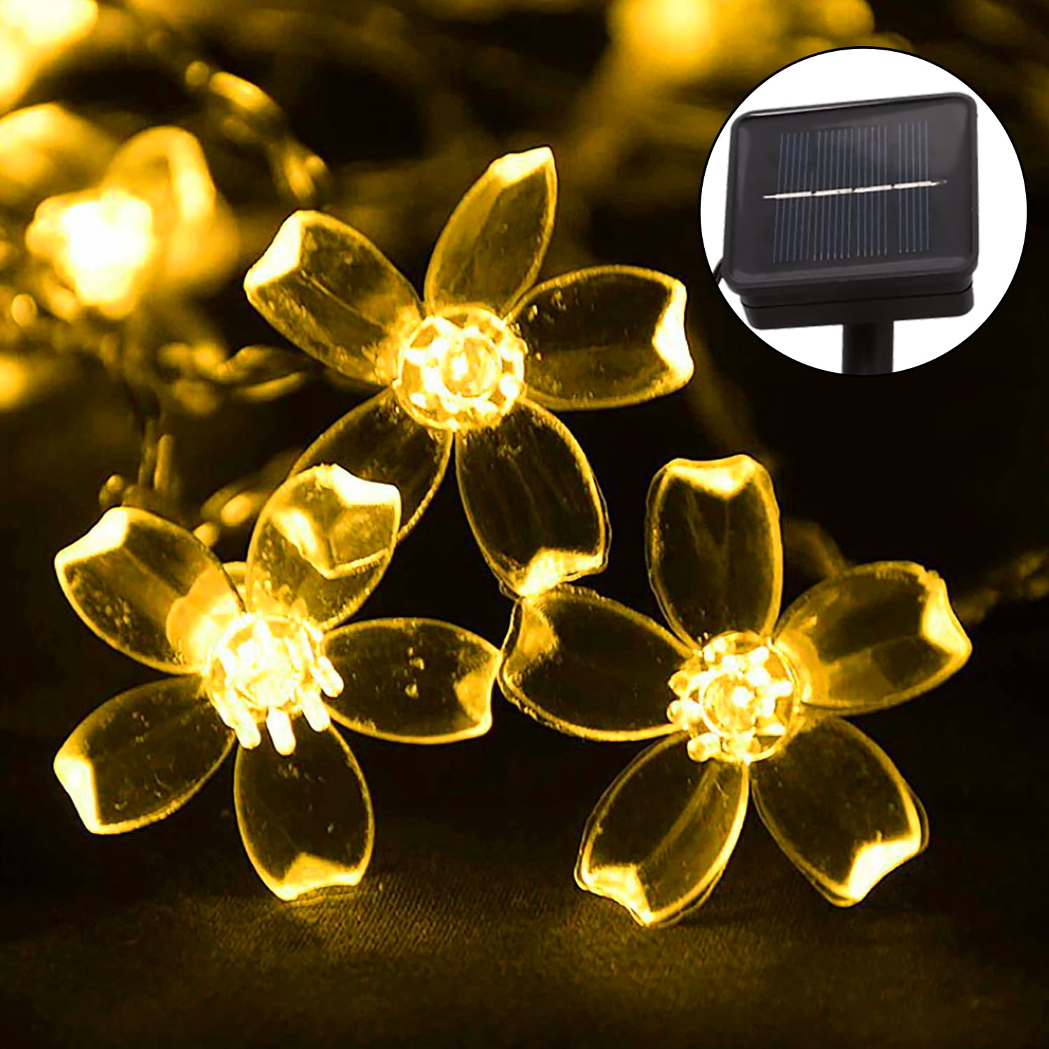 50 LED Blossom Flower Solar Fairy String Lights for Outdoor Garden Wedding Party
