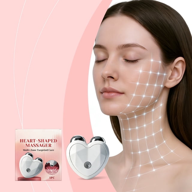 Iumwxz Mini Facial Massage Roller Microcurrent Portable Face Lifting Firming Rejuvenation Neck Beauty Device USB Charging Muscle Tension Relief Multi-Point Acupuncture 1 Pack Pink